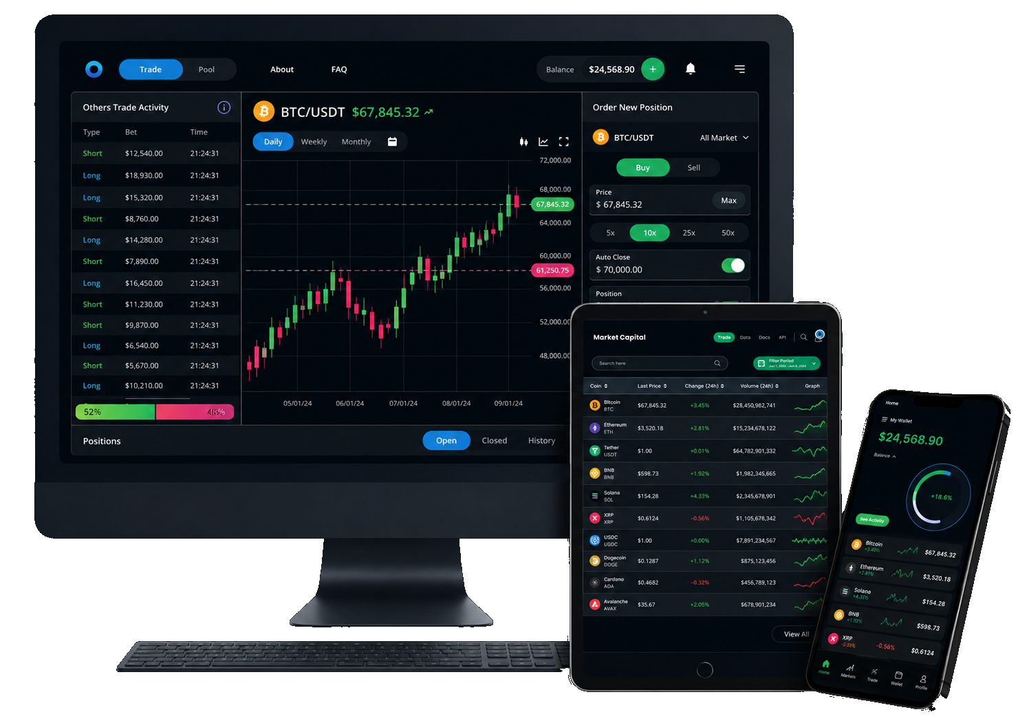 Trading bot dashboard interface preview